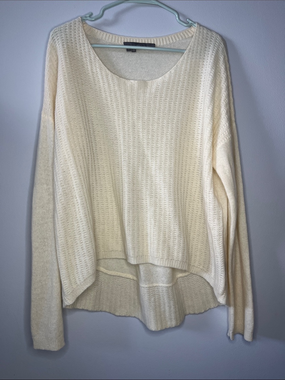 360 Cashmere cream white slouchy layered look knit cashmere sweater like new